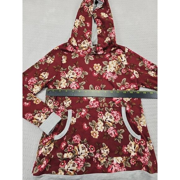 Pomelo Shirt Girls Small Floral Print Hooded Pullover Pocket - Picture 3 of 7